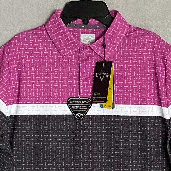 Callaway Men's Small Swing Tech Polo Shirt Sleeve UPF 50 Purple Orchid NEW - Picture 3 of 16